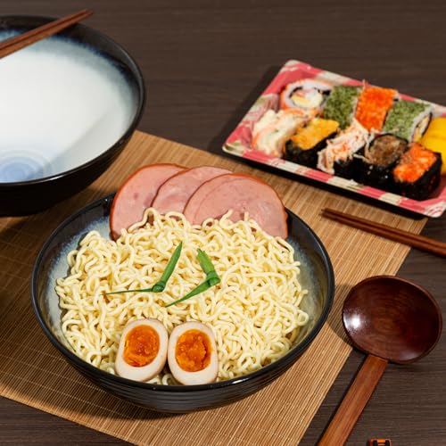 8 Inch Ceramic Ramen Bowl Set of 2 (Midnight)