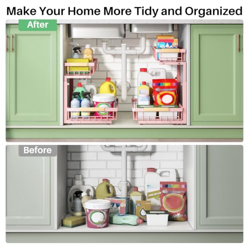 Under Sink Organizer (Pink / 2 Pack)