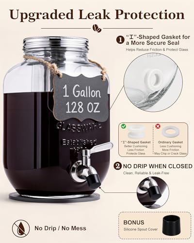1 Gallon Cold Brew Coffee Maker (128 oz-Grey-1 Pack)