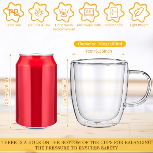 Glass Coffee Mugs Set of 4 (480ml / Clear)