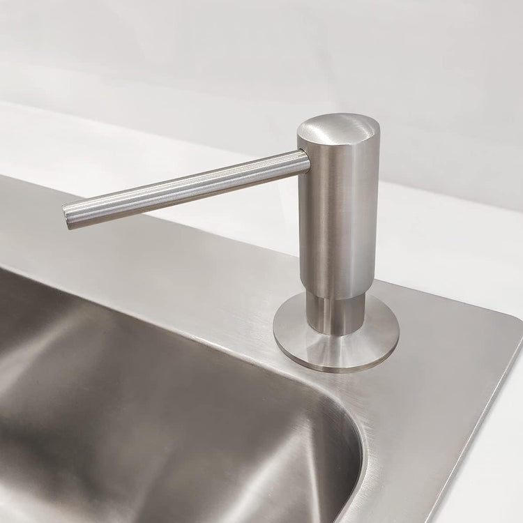 Brushed Nickel Built in Soap Dispenser for Kitchen Sink with 17 OZ PET Bottle Brass Pump Head Deck Mounted Dish Soap Dispenser