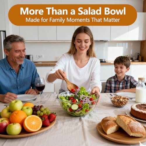 4.8QT Glass Salad Bowl with Lid