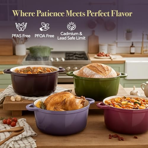 4.5 Quart Dutch Oven Pot with Lid (4.5 QT / Purple)