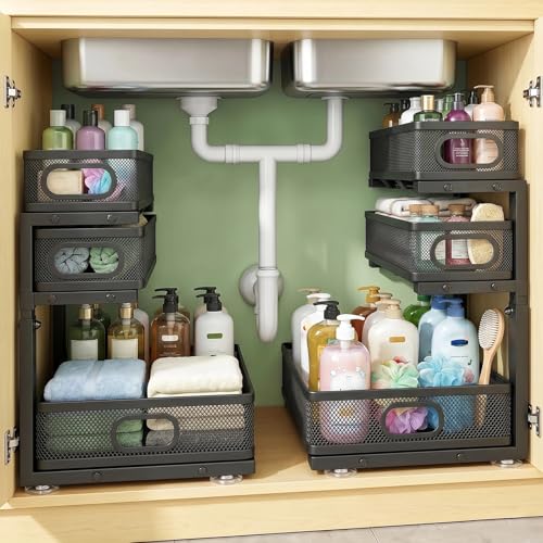Under Sink Organizer (2 Pack / Black)