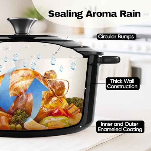 6 Quart Dutch Oven Pot with Lid (6 QT / Black)