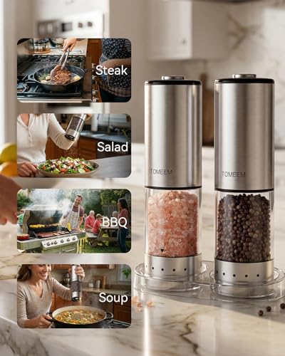 Rechargeable Electric Salt and Pepper Grinder Set (Silver/Clear / Set)