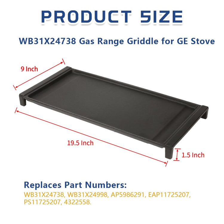 Upgraded WB31X24738 Cast Iron Griddle Replacement Part for GE Gas Stove Top