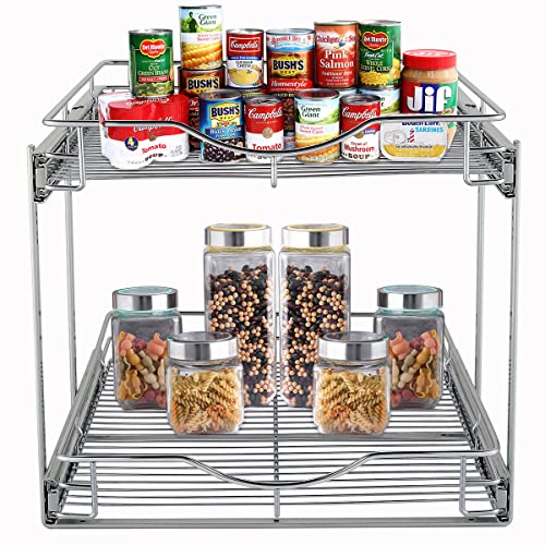 2 Tier Pull Out Cabinet Organizer (Chrome / 11" W X 18" D)