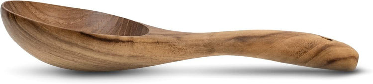 FAAY Short Handle Ladle, Eco Friendly Wooden Kitchen Tool, Hand Carved Unique Grain Server Gravy Ladle