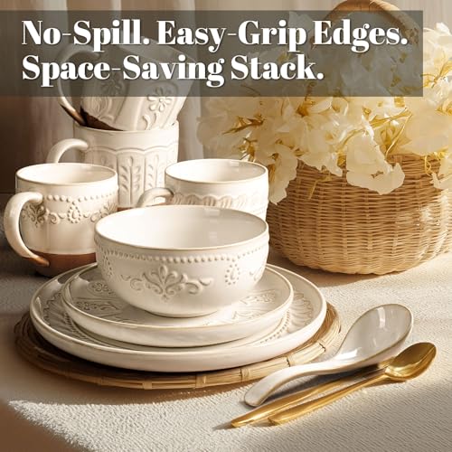 Plates And Bowls Sets (Pinwheel Flower (16 Pieces) (White))