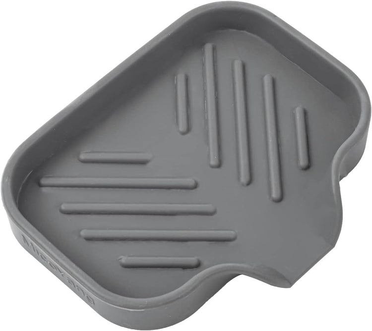 Silicone Bathroom Soap Dishes with Drain Spout-Bathroom and Kitchen Sink Organizer,Sponge Holder,Dish Soap Tray,Perfect for Dispenser,Scrubber,Bottle,Cup on Sink or Counter-Grey 4.9"×3.2"