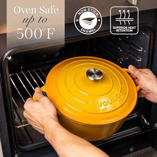 Enamelled Cast Iron Dutch Oven Pot with Lid 6.4 Quart Non Stick Casserole Pot