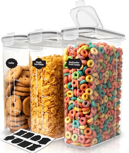 Cereal Containers Storage Set with Lids (Clear / 4 Liter (Pack of 3))