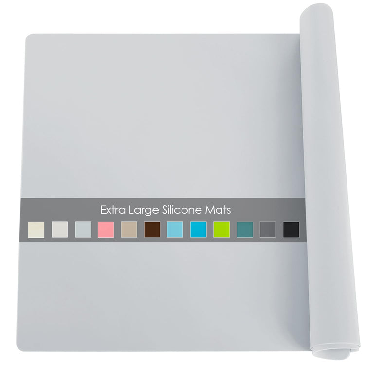 Extra Large Flexible Silicone Table Mats for Kids - Non-Slip, Waterproof, Heat Insulation Countertop Protector - Pastry Mat, 27.6''x19.7'' Gray, 1Pcs