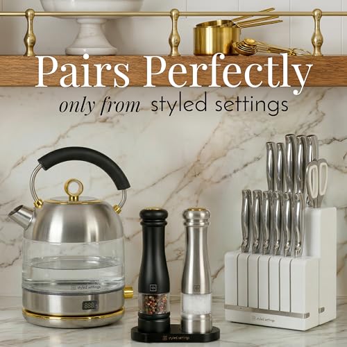 Electric Salt and Pepper Grinder Set (Black & Silver)