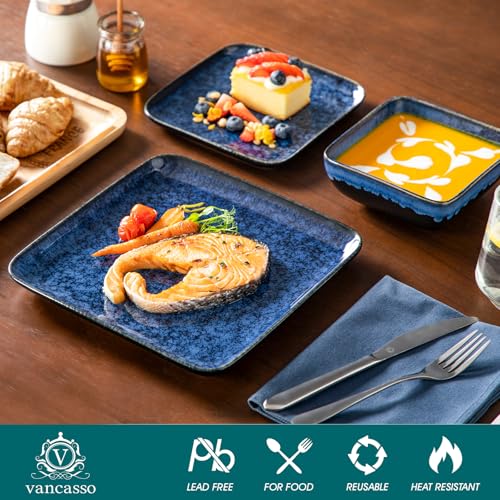 Stern Square Stoneware Dinnerware Set for 4 (Blue / Service for 4 (12 Pcs))