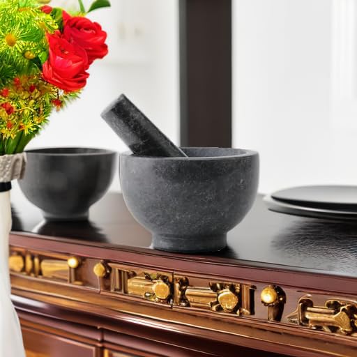 African Natural Granite Mortar and Pestle Set