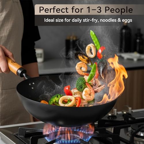 Carbon Steel Wok Pan 11 Inch (11 Inch Round Bottom)