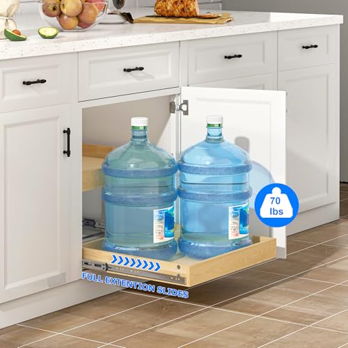 2 Tier Pull Out Cabinet Organizer with Soft Close Slides (14''W x22''D / 2 Tiers)