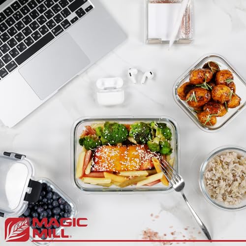 Premium Borosilicate Glass Food Storage Containers with lids Set (Black)