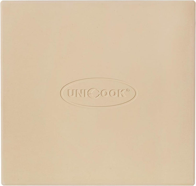 Unicook Pizza Stone for Oven and Grill, Square Baking Stone 12 Inch, Cordierite Cooking Oven Stone, Thermal Shock Resistant Pizza Pan for Pizza, Bread, Including Dough Scraper