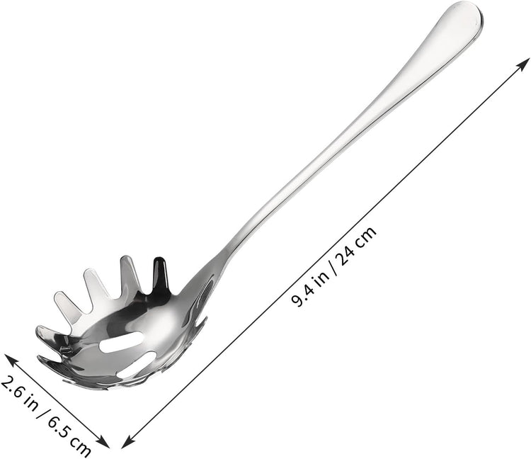 Stainless Steel Pasta Spoon, Spaghetti Spoons Server, Spaghetti Fork with Ergonomic Handle, Noodle Utensil for Kitchen, 9. 4inch