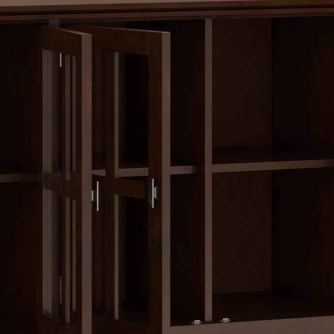 SIMPLIHOME Artisan SOLID WOOD 66 Inch Wide Contemporary Wide 4 Door Storage Cabinet in Russet Brown, For the Living Room, Entryway and Family Room