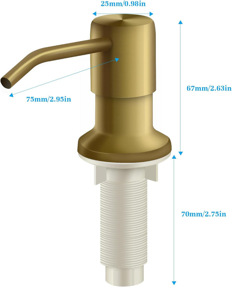 Soap Dispenser for Kitchen Sink and Extension Tube Kit, Stainless Steel Countertop SoapDispenser with 47 Inches Tube Connects Directly to Soap Bottle, Hand and Dish Soap Dispenser Pump (Golden)