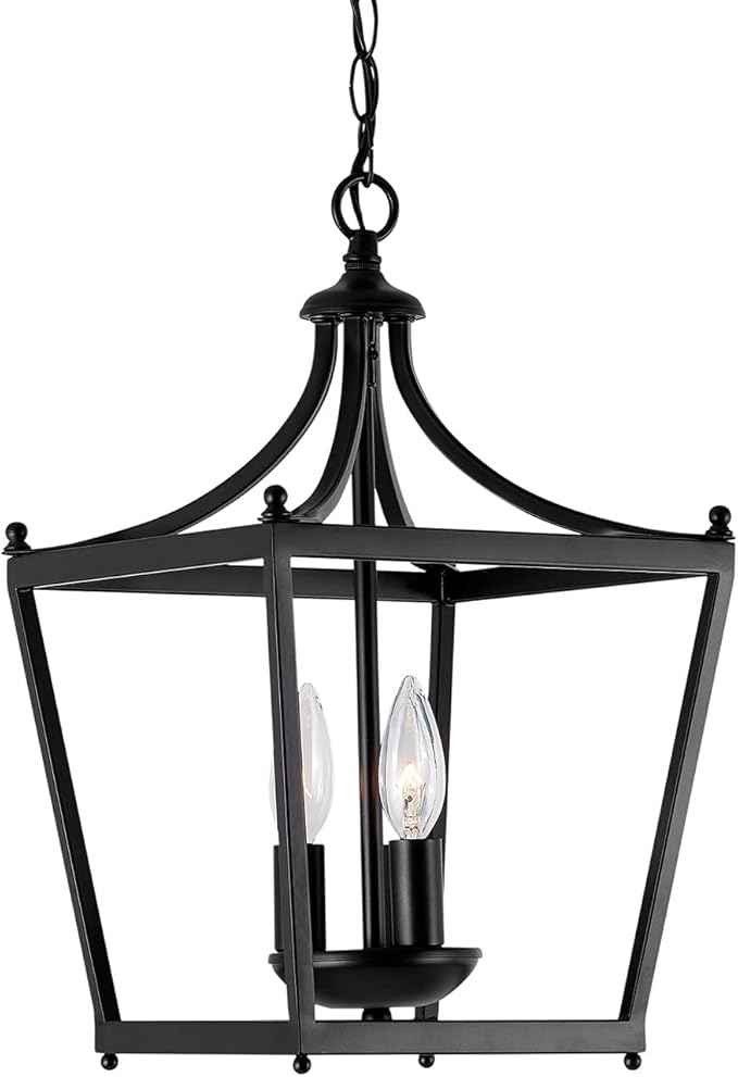Capital Lighting 4036MB Stanton Geometric Metal Open Frame Lantern Foyer Pendant, 3-Light 180 Total Watts, 17" H x 10" W, Matte Black
