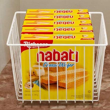 11'' Farmhouse Freezer Food Storage Organizer Baskets Modern Refrigerator Metal Wire Basket Bin with Built (6 Count)