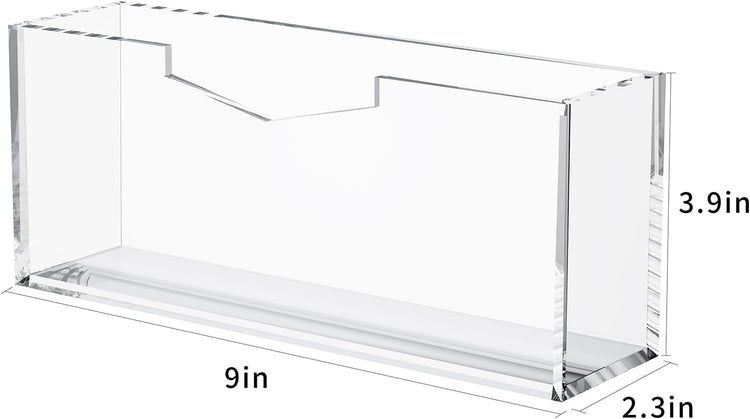 HELPLEX Clear Acrylic Guest Towel & Napkin Holder - Waterproof Splash-Proof Vertical Design for Bathroom, Kitchen, Dining Table - Home Hotel Office Organizer (1-Pack)