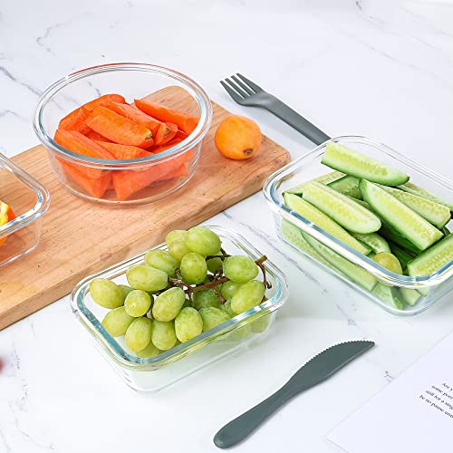 24 Pieces Glass Food Storage Containers Set (Red / 12 Pack)