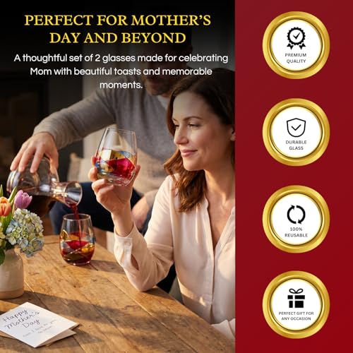 Artisanal Hand Painted Stemless Wine Glasses (2 Count)