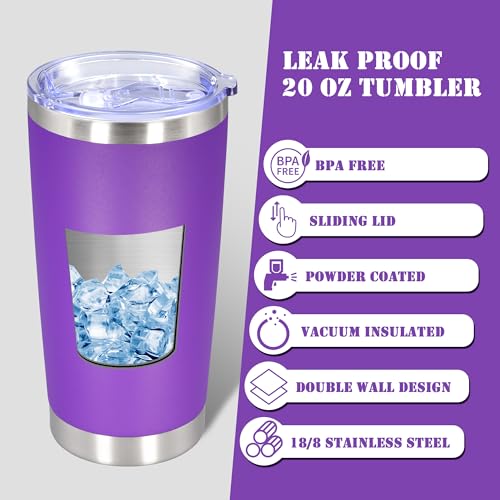 20 oz Tumbler Insulated Tumblers Stainless Steel Coffee Mug (Purple)