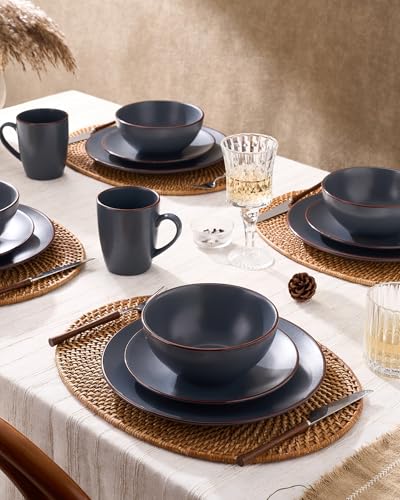 Venus Dinnerware Sets with Mugs (Charcoal / Serves 4 (16pc w/ Mug))