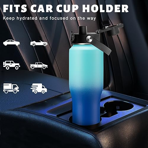 32oz Water Bottle with Flip Straw (Caribbean Blue / 32 Ounces)