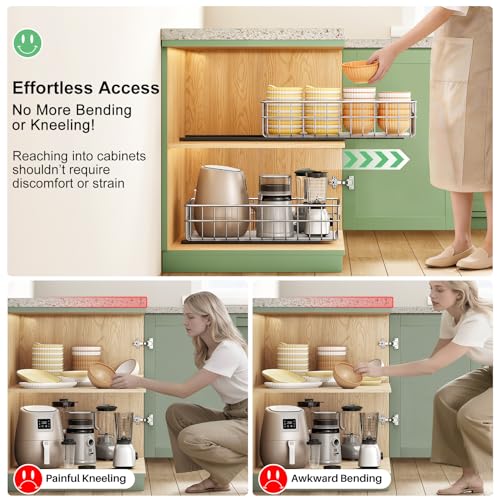 Stainless Steel Pull Out Cabinet Organizer ((11.8"W x 16.5"D x 4.7"H))