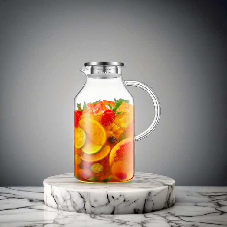 3 Liter 101 oz Glass Pitcher with Lid and Handle