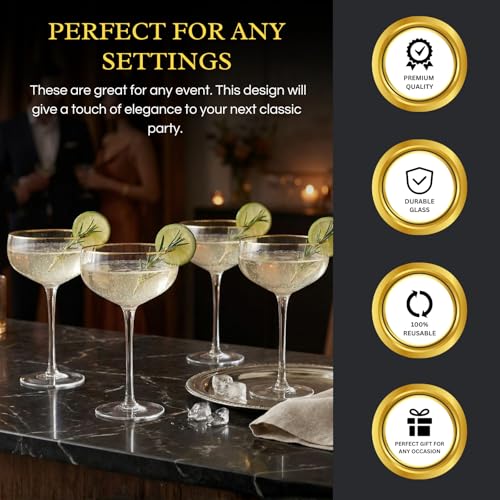 Gold Rim Coupe Glasses 11 oz