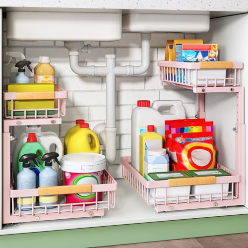 Under Sink Organizer (Pink / 2 Pack)