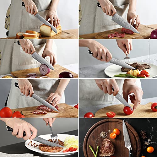 15PCS Damascus Japanese Knife Set with Block
