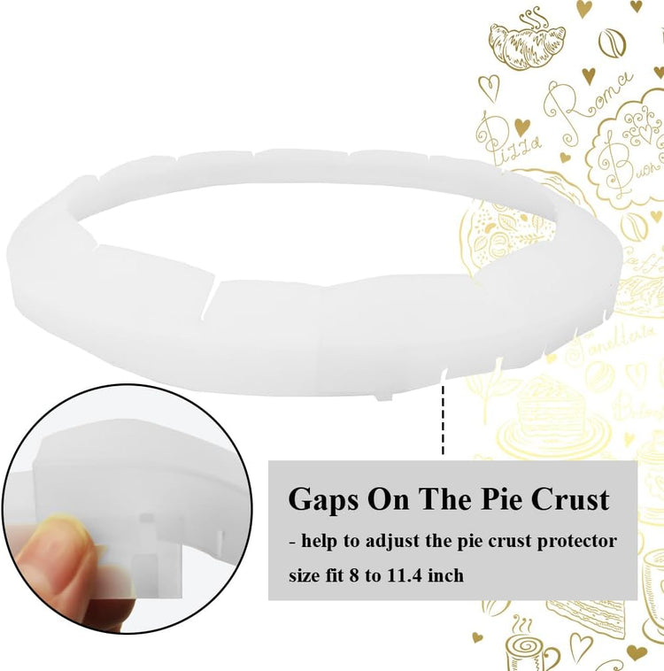 Adjustable Pie Crust Shields, Silicone Baking Protectors, Cover Ring Tools Fits 8-11.4 Inch Pies, Baking Pie Pizza Crust Shield Protector Cover for Edges (Transparent)