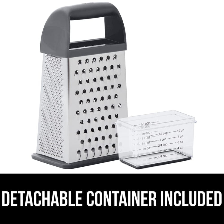 XL 4 Sided Stainless Steel Cheese Grater With Measurement Container