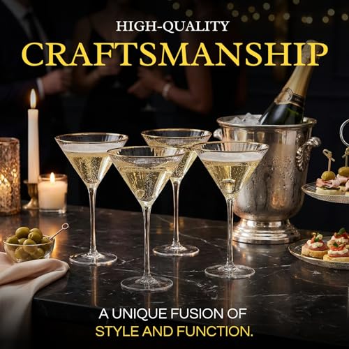 Gold Rim Martini Glasses