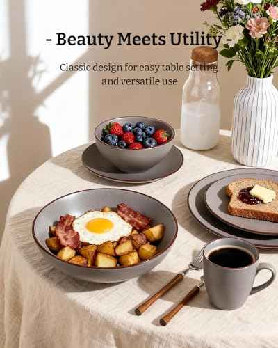 Venus Dinnerware Sets with Mugs (Dark Gray / Serves 6 (24pc w/ Mug))