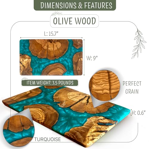 Handmade Olive Wood Cheese Board with Resin