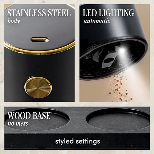 Electric Salt and Pepper Grinder Set Rechargeable (Black)