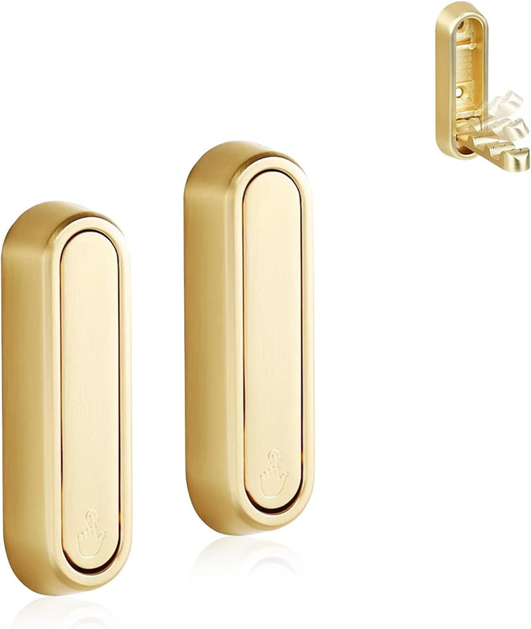 Heavy Duty Gold Folding Wall Hooks 2 Pack, Space Saving Foldable Coat Hooks for Bathroom, Closet, Entryway, Kitchen, Towel, Robe, Bag, Hat Hanging, Easy Mount, Zinc Alloy, Corrosion-Resistant 