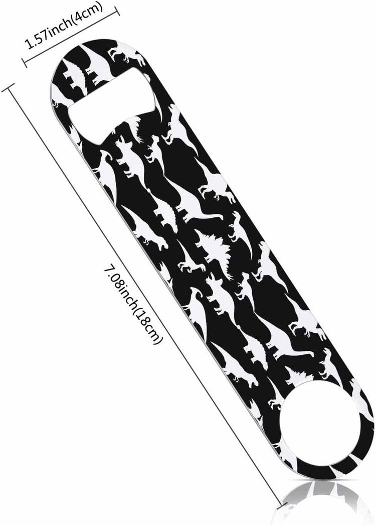 Dinosaurs Stainless Steel Bottle Opener Black Dinosaur Silhouette Triceratops Shadow Raptor Tyrannosaurus Flat Beer Bottle Opener Keychain for Home Kitchen Bar Restaurant Party Birthday Gift