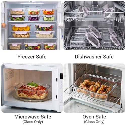 10 Sets 36 oz & 12 oz Glass Food Storage Containers with lids (Purple)